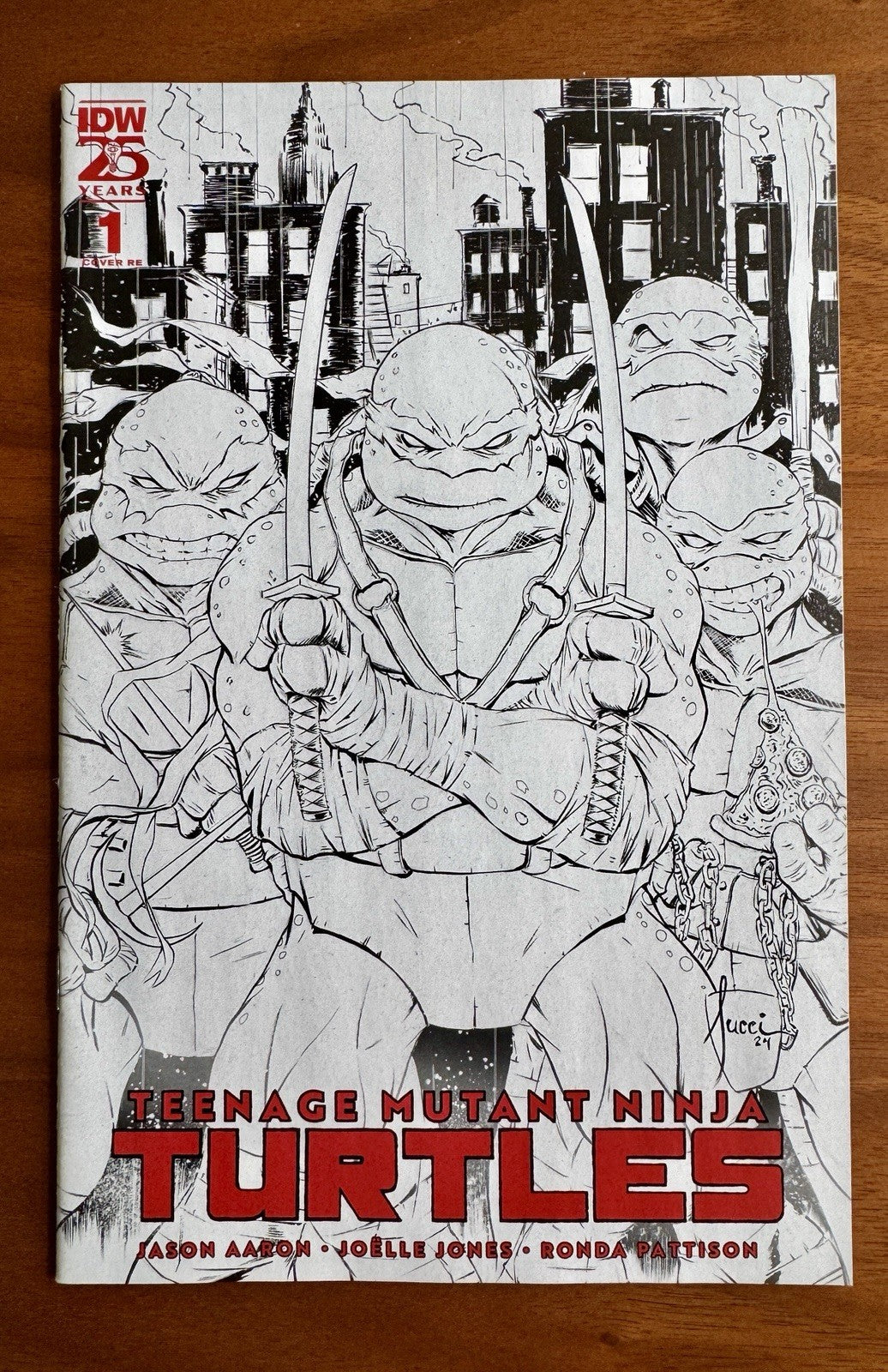 2024 SDCC Exclusive IDW Teenage Mutant Ninja Turtles #1 Tucci B & W Variant 1000