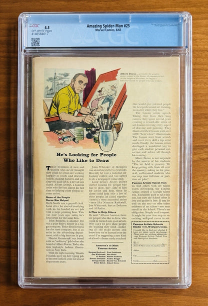 Amazing Spider-Man #25  CGC 4.5 Pages 1st Mary Jane appearance